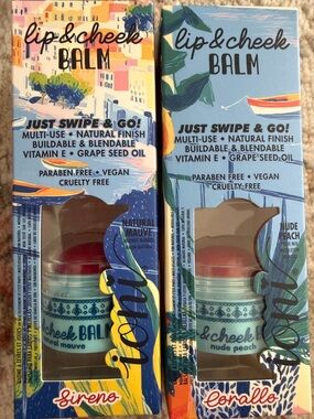 Iona “La dolce Vita” Lip & Cheek Balm - Natural Mauve & Nude Peach Lot Of Two